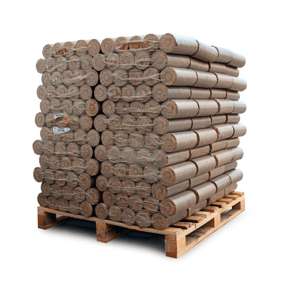 Holzbriketts Nestro Hartholz Kaminbrikett Rund Kaminholz 10kg x 100 (EINE TONNE PALETTE 1000KG)